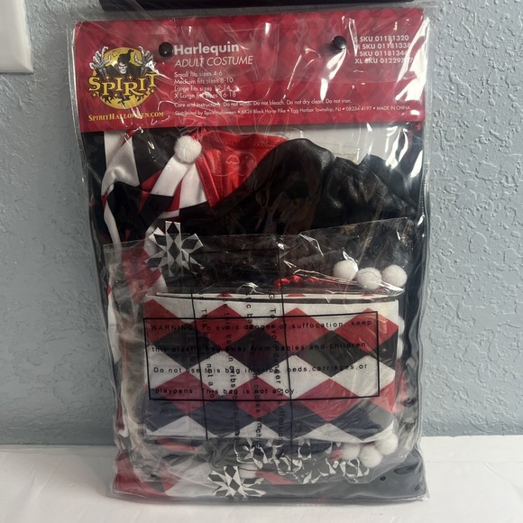 Spirit Halloween Harlequin Costume Adult Size Medium (8-10) Cosplay Dress Gloves - Picture 3 of 3